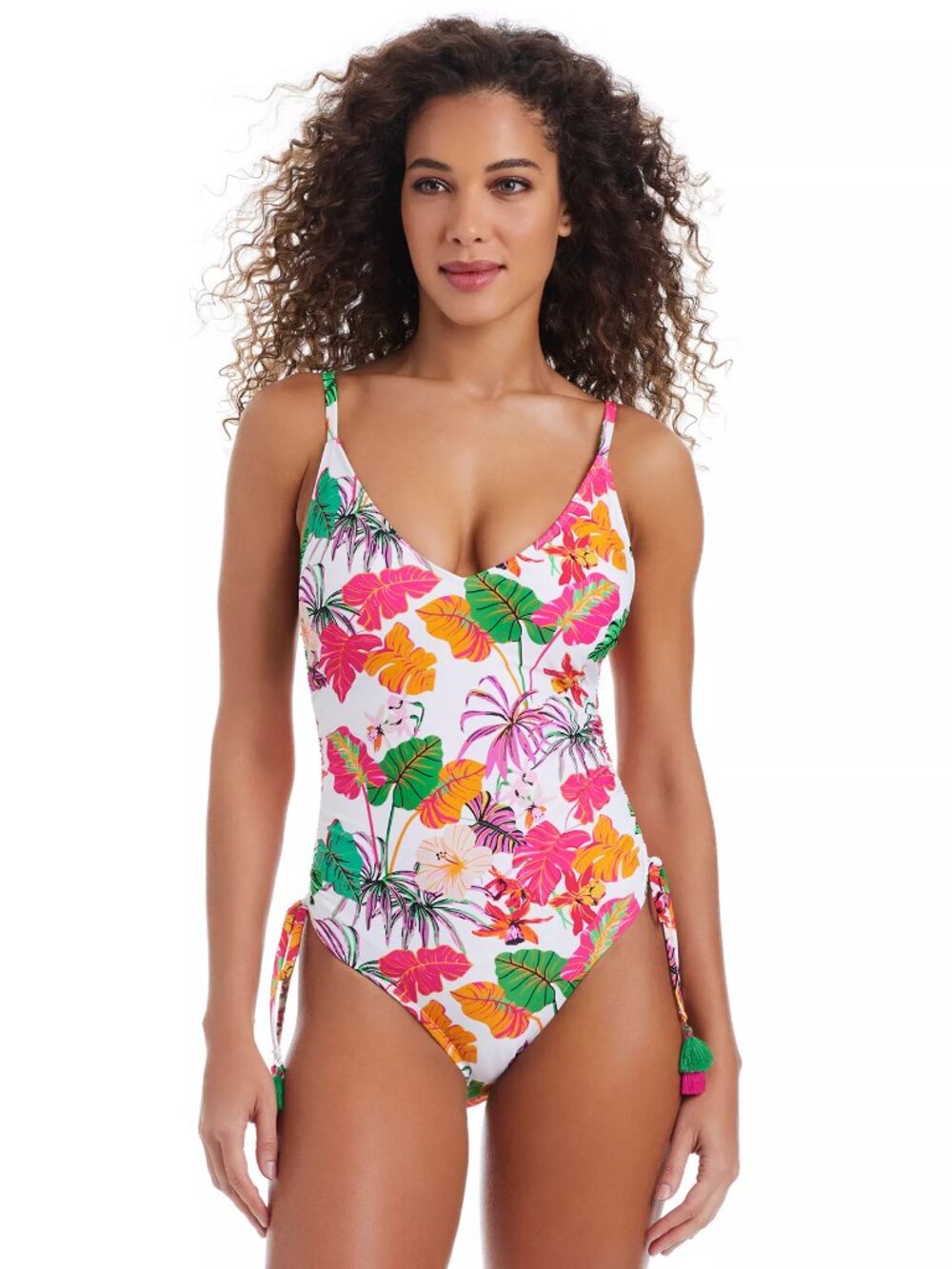 Bar III One Pc Swimsuit. Multi color w/ ties. Sile L ( 12) NWT
